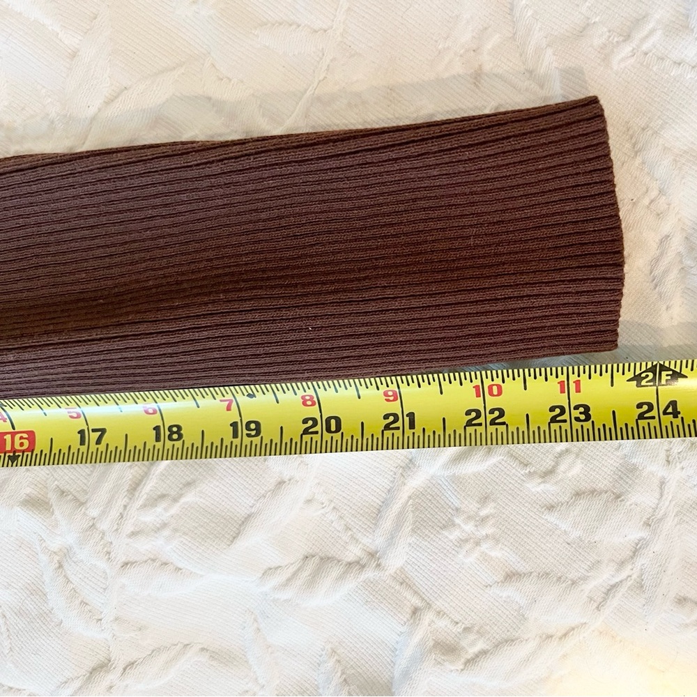 Brown Ribbed Crew Neck Sweater - Picture 15 of 15
